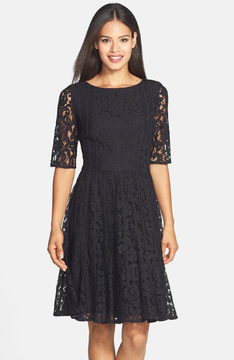 Adrianna Papell Lace Fit & Flare Dress, Main, color, 