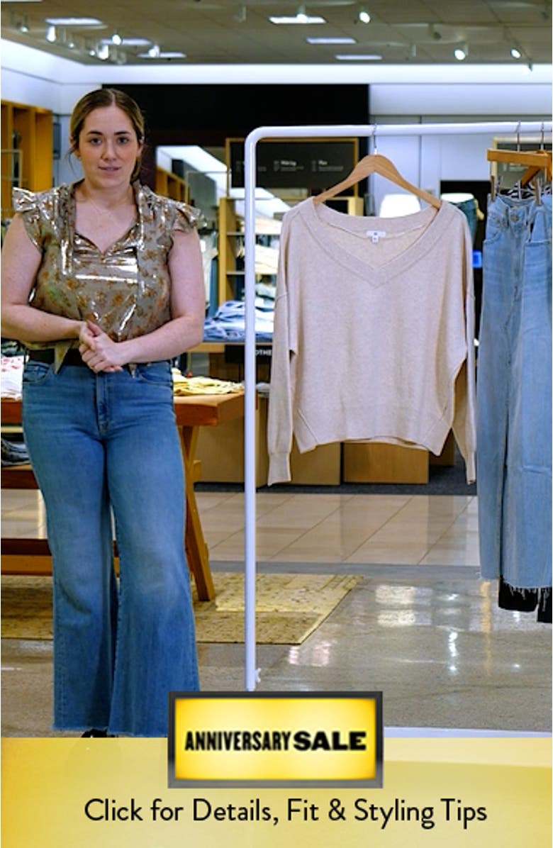 Seamed Oversize V-Neck Rib Sweater