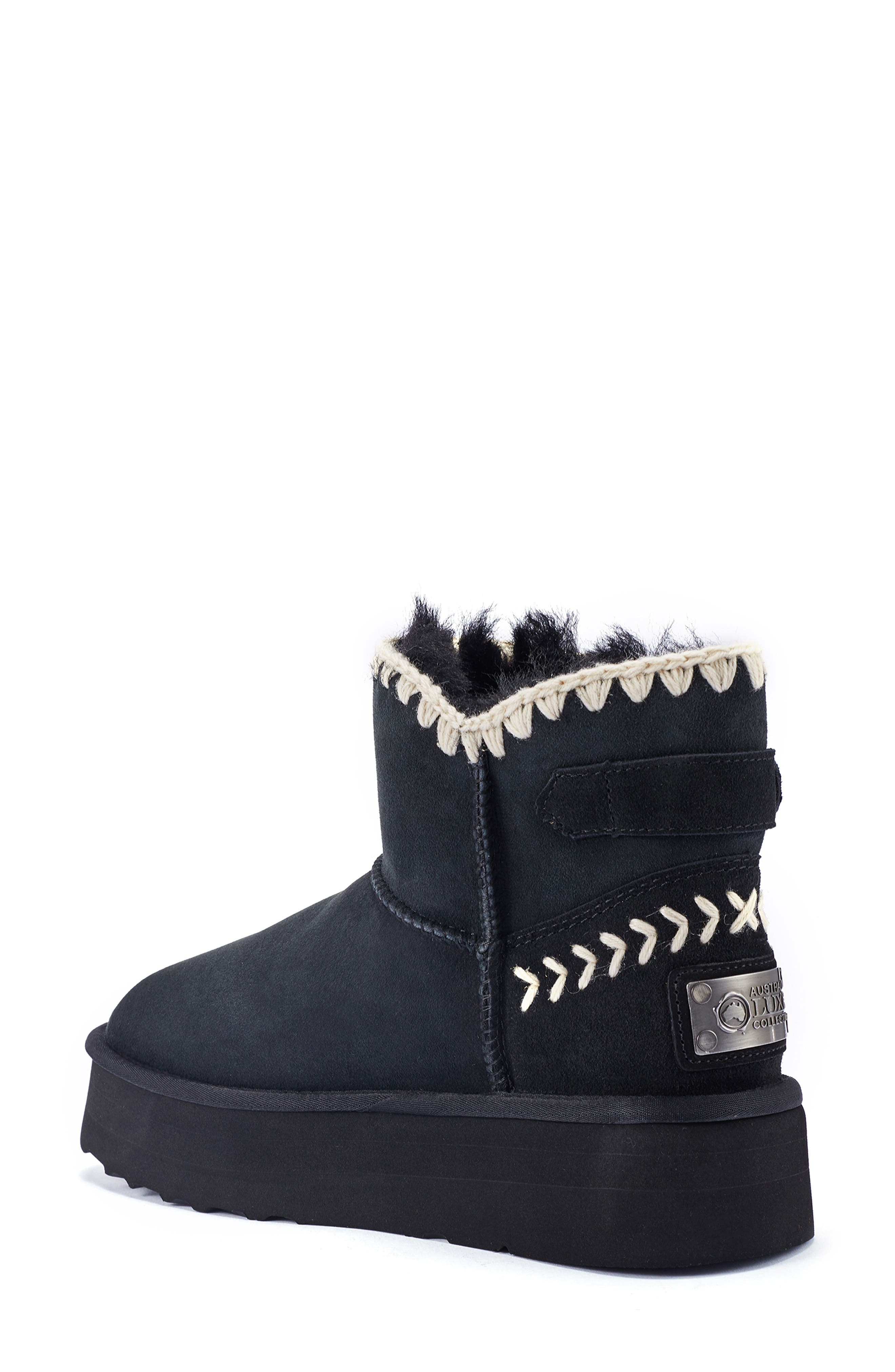 Genuine Shearling Platform Ankle Boot, Alternate, color, BLACK
