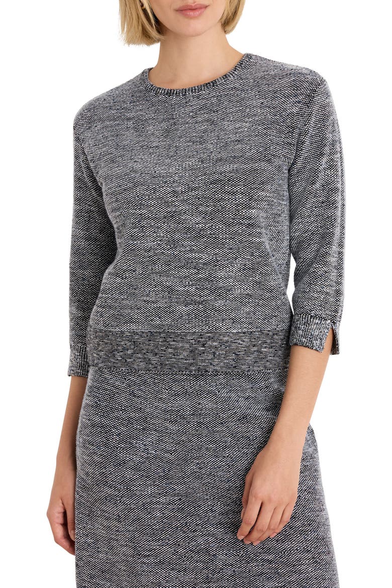 Tweed Stitch Crewneck Sweater, Main, color, BLUE MIX