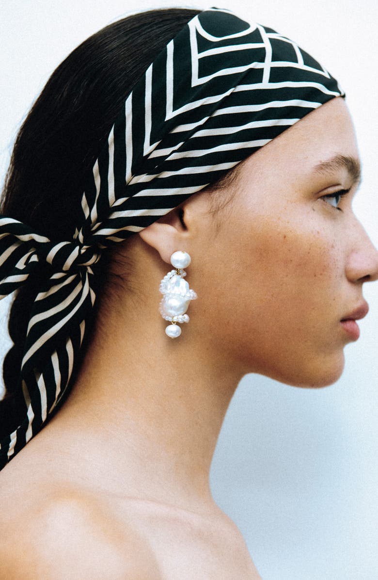 COMPLETEDWORKS Carvings Baroque & Freshwater Pearl Drop Earrings, Alternate, color, 18Ct Gold Plated