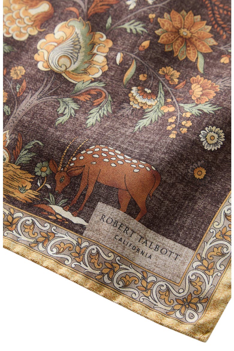 Collins Garden Double Print Pocket Square, Alternate, color, Brown Multi