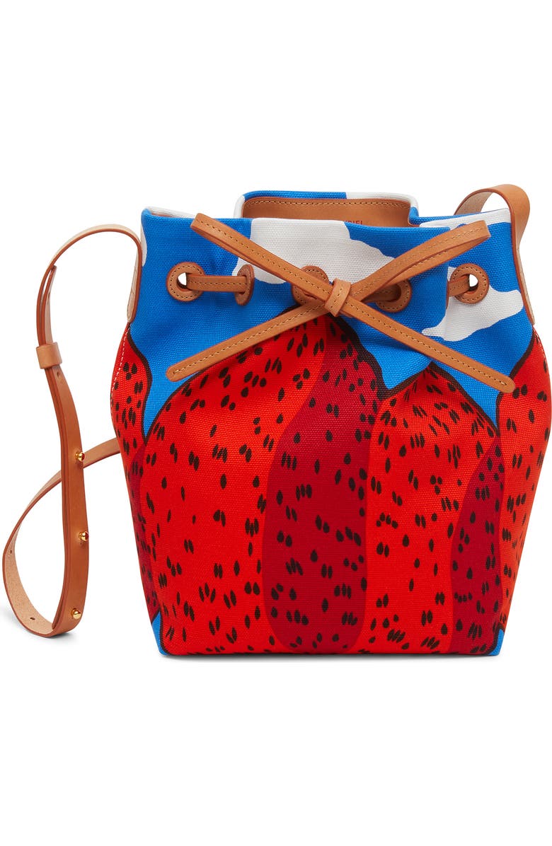 Mansur Gavriel x Marimekko Mansikkavuoret Print Canvas Bucket Bag, Main, color,