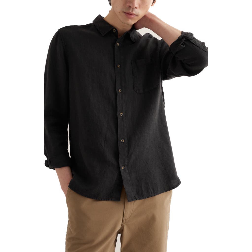 Seasalt Cornwall Curator Linen Button-up Shirt In Black