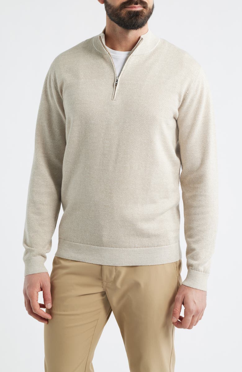 Peter Millar Crown Crafted Barlow Merino Wool Blend Quarter Zip Sweater, Main, color, Truffle