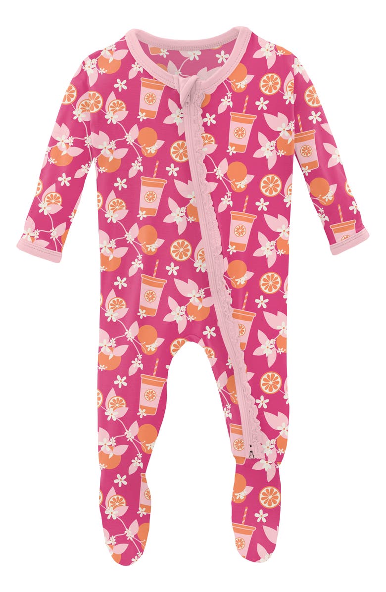 KicKee Pants Print Ruffle Footie, Main, color, 