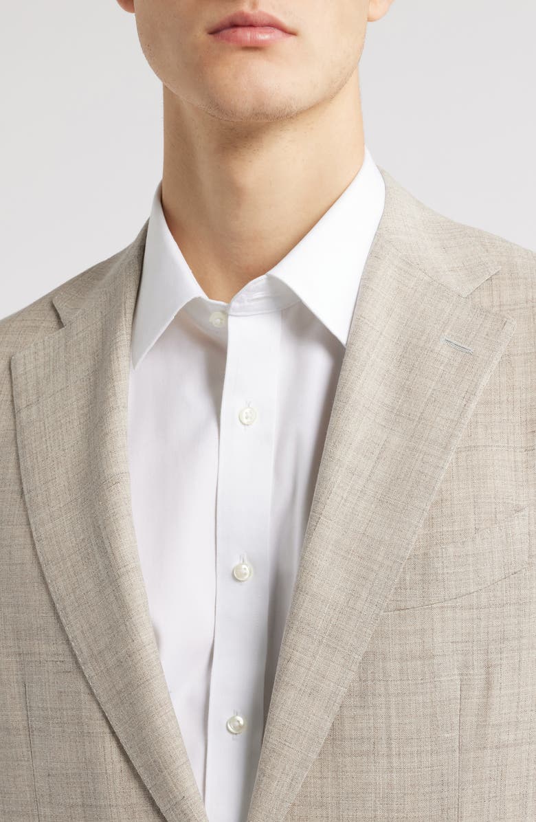 Canali Capri Trim Fit Slub Wool & Silk Blend Suit, Alternate, color, Beige