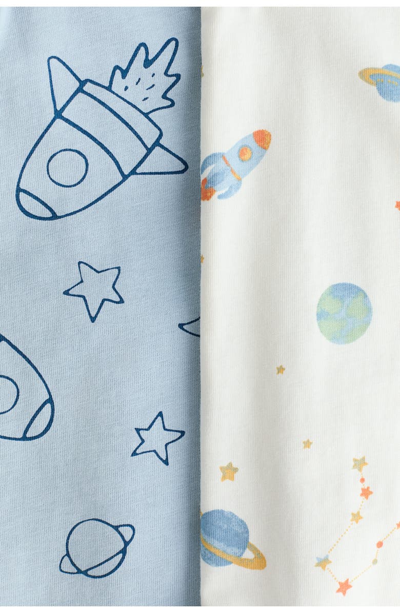 H&M 2-pack Cotton Sleepsuits, Alternate, color, Light Blue/Space