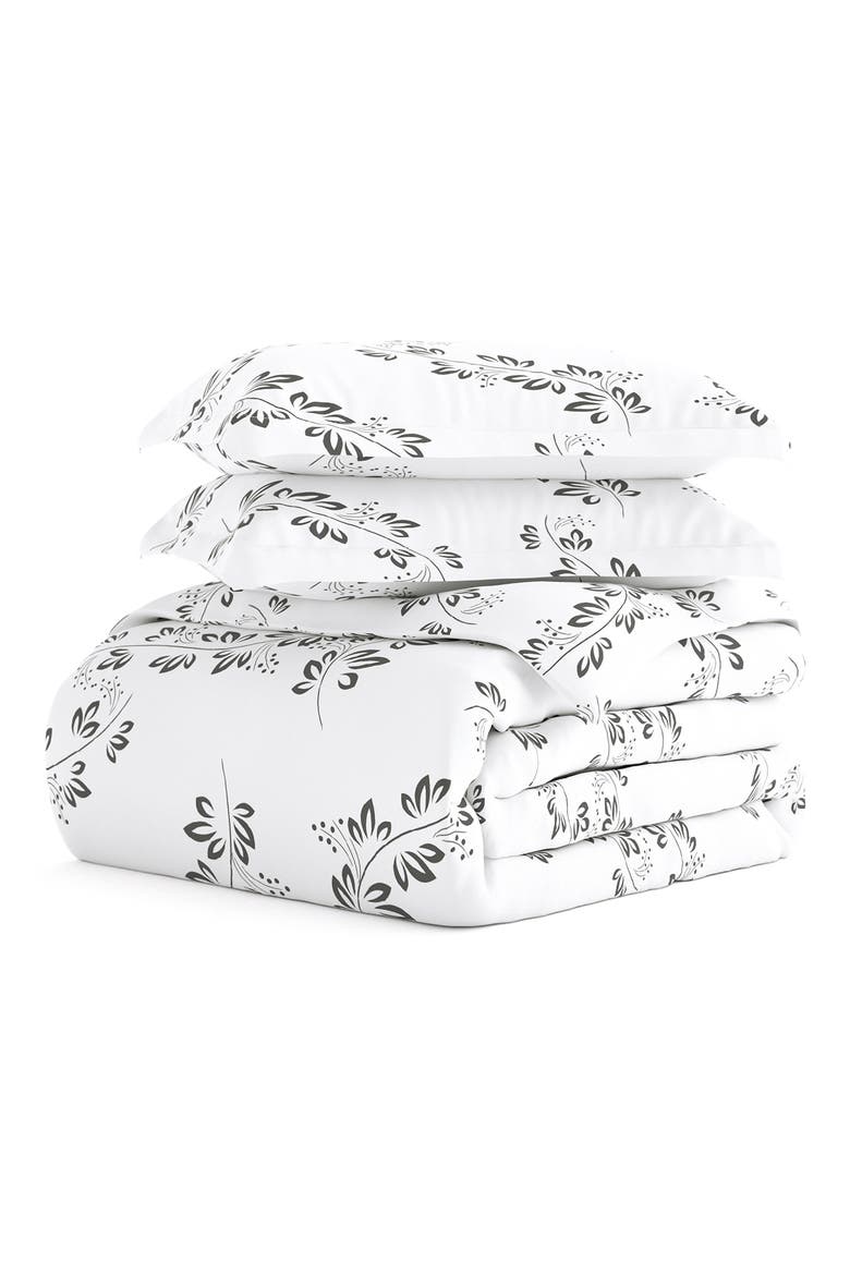 Home Spun Premium Ultra Soft 3-Piece Simple Vine Print Duvet Cover Set, Main, color, GRAY