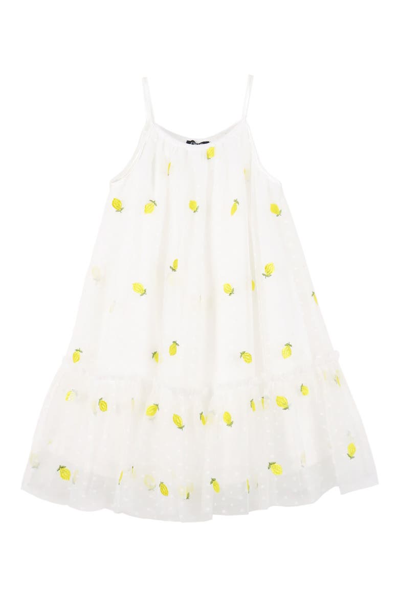 Kids' Embroidered Lemon Sleeveless Dress, Main, color, WHT/YELLOW