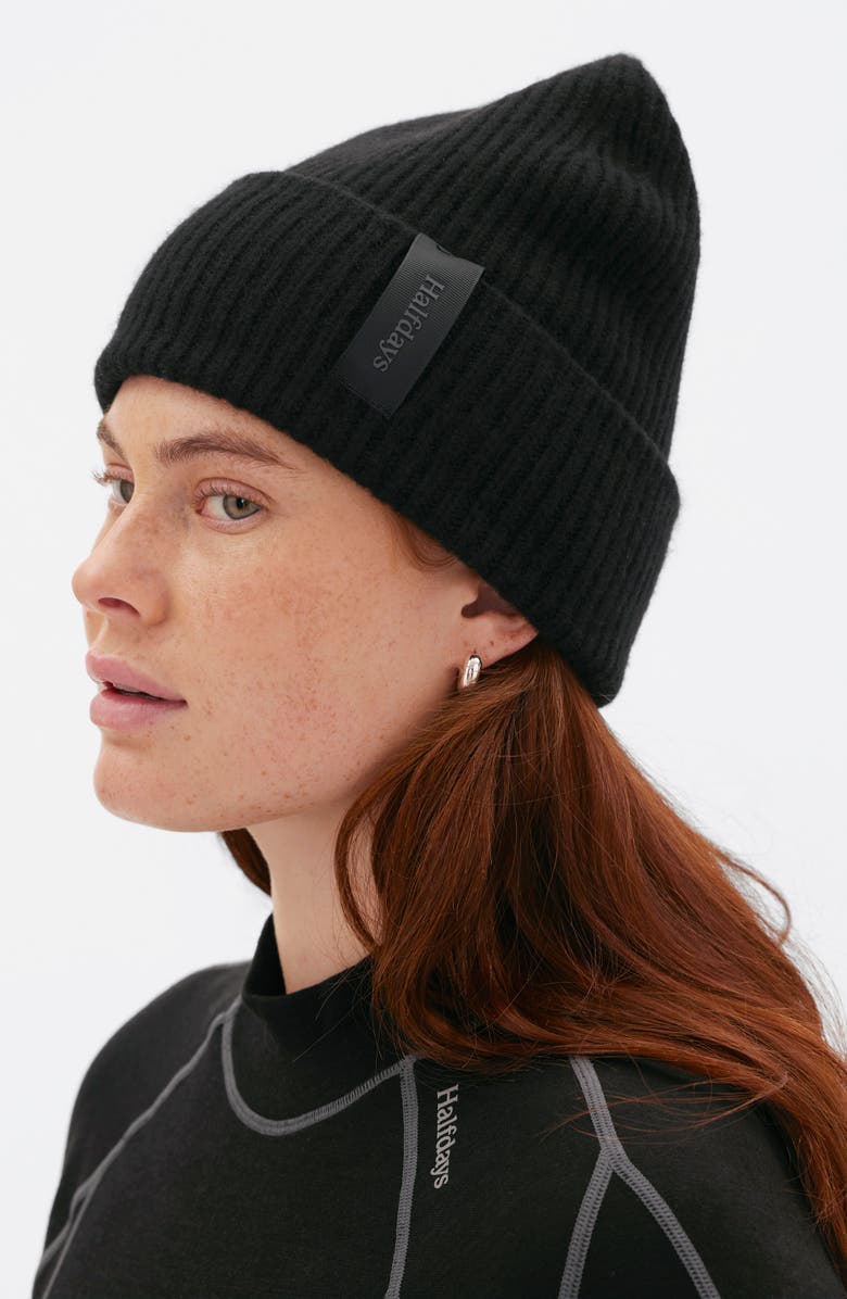 Halfdays Rib Merino Wool Beanie, Alternate, color, Black