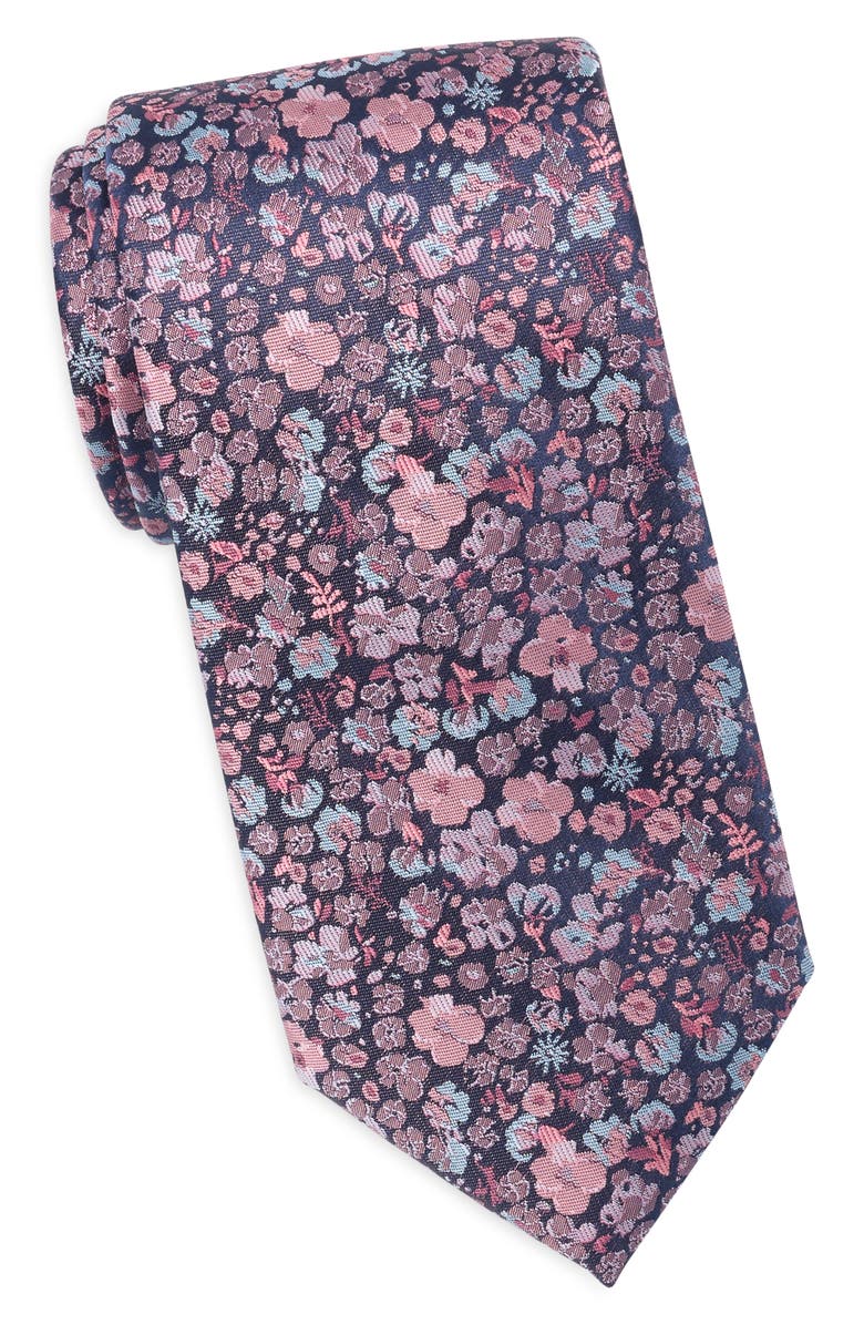 NORDSTROM RACK Lohan Floral Tie, Main, color, Navy