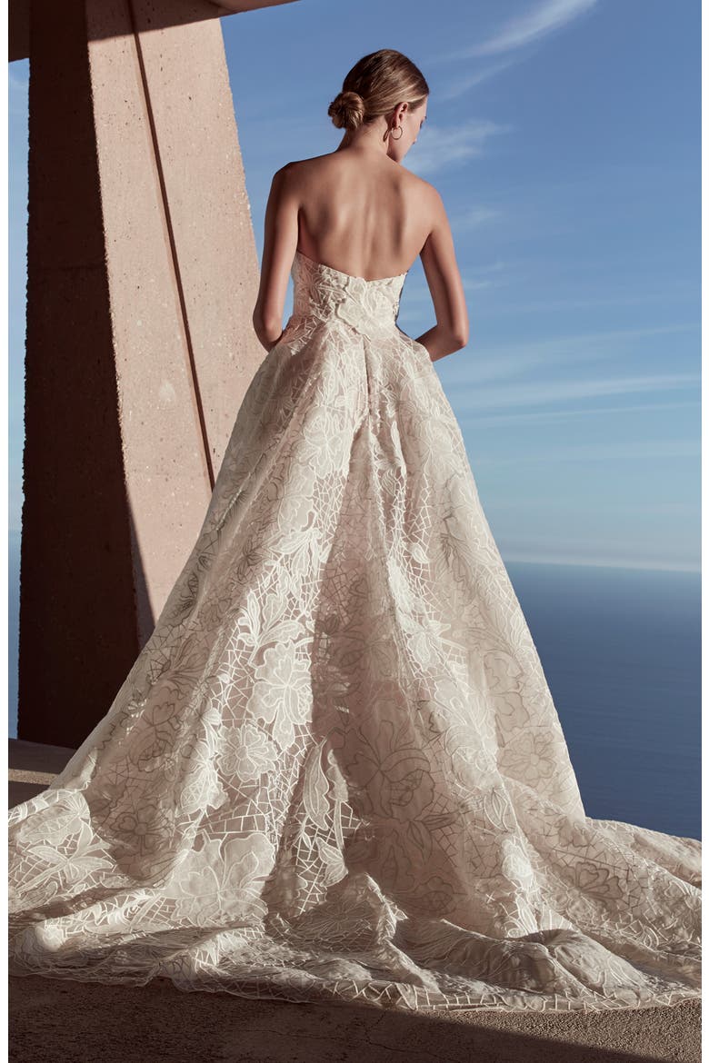 Sunday Bouquet Strapless Lace Wedding Dress, Alternate, color, IVORY/ BLUSH