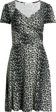 Loveappella Leopard Print Surplice Neck Dress