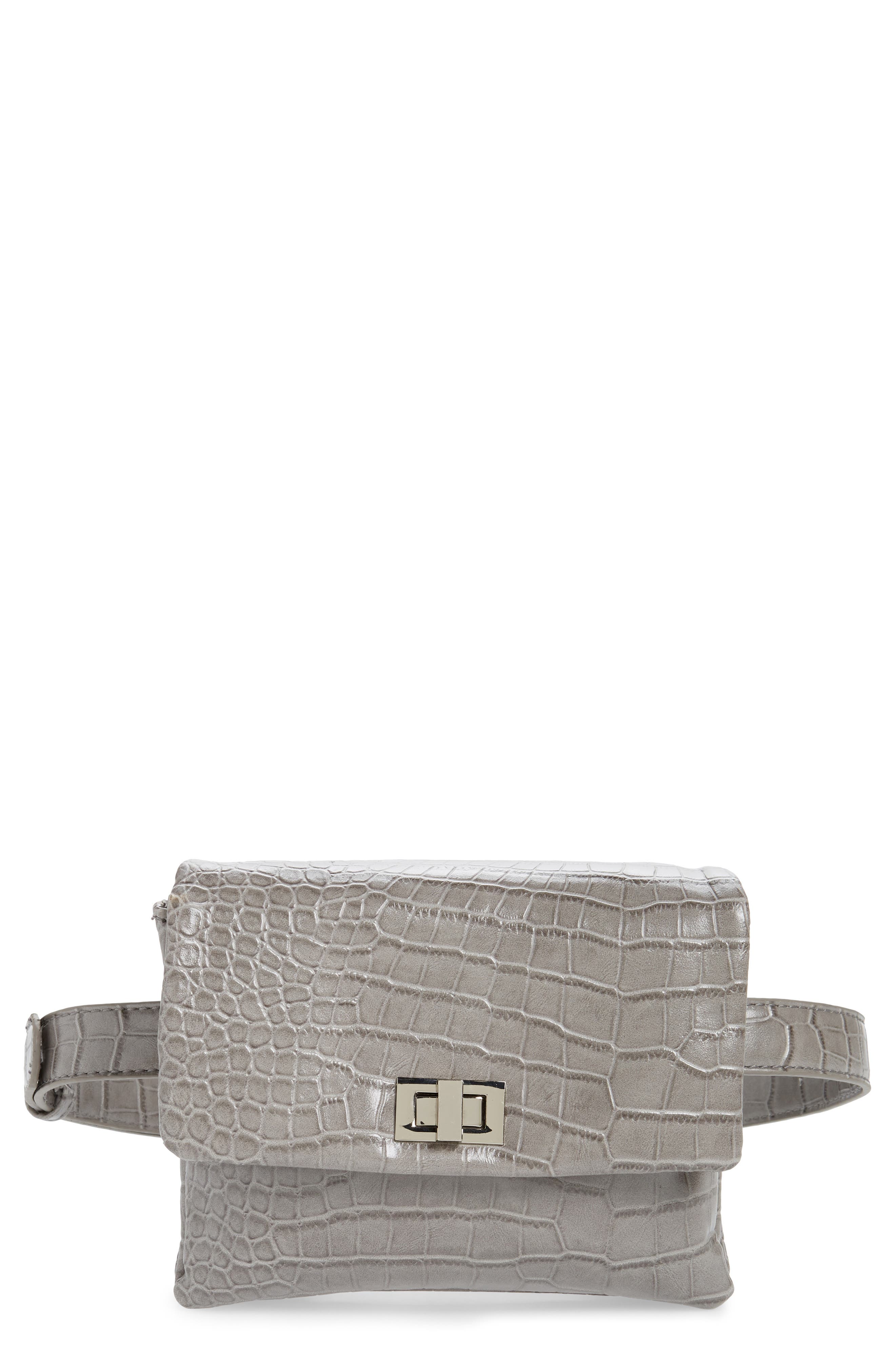 Aria Convertible Vegan Leather Belt Bag, Main, color, LIGHT GREY