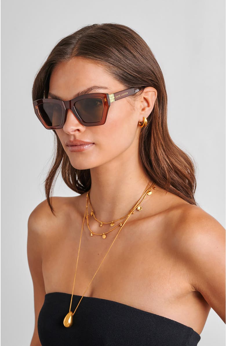 Katie Loxton Palma Sunglasses, Alternate, color, Chocolate Transparent