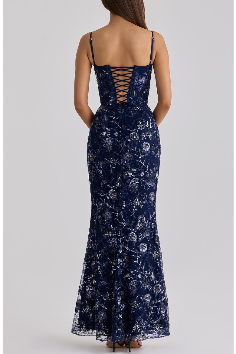 Naima Hand Beaded Gown, Alternate, color, NAVY
