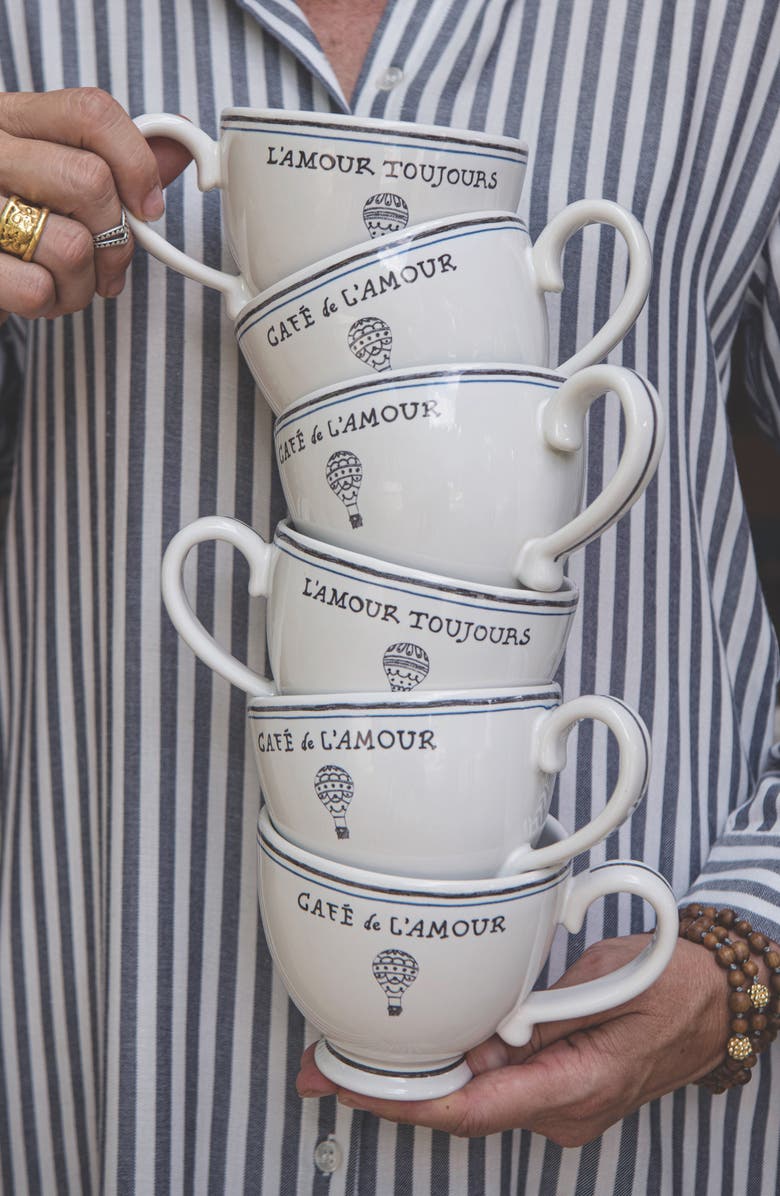 Juliska L'Amour Toujours Breakfast Coffee Cup, Alternate, color, Whitewash Black