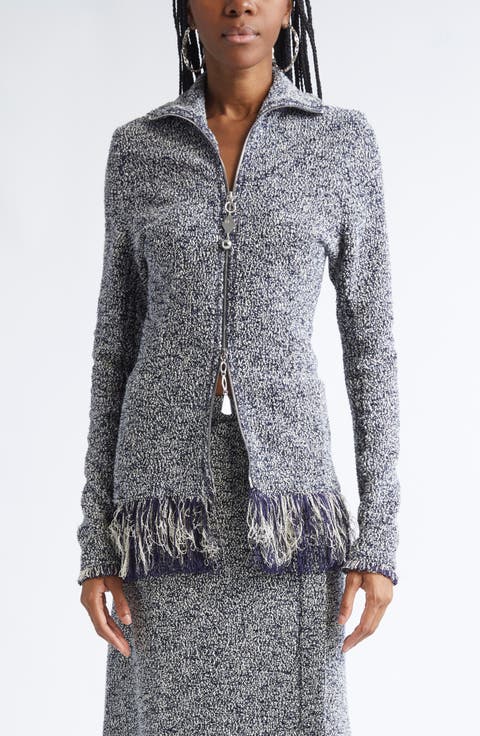 Fringe Hem Bouclè Jacket