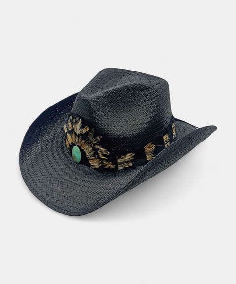 Marron Feathered Straw Drifter
