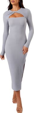 Petal & Pup Laney Cutout Long Sleeve Body-Con Maxi Dress