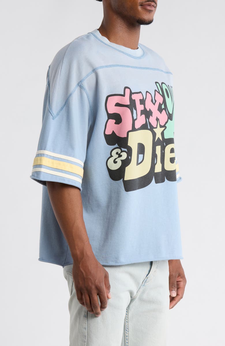 DIET STARTS MONDAY Sex, Love & Diet Cotton Graphic T-Shirt, Alternate, color, Blue