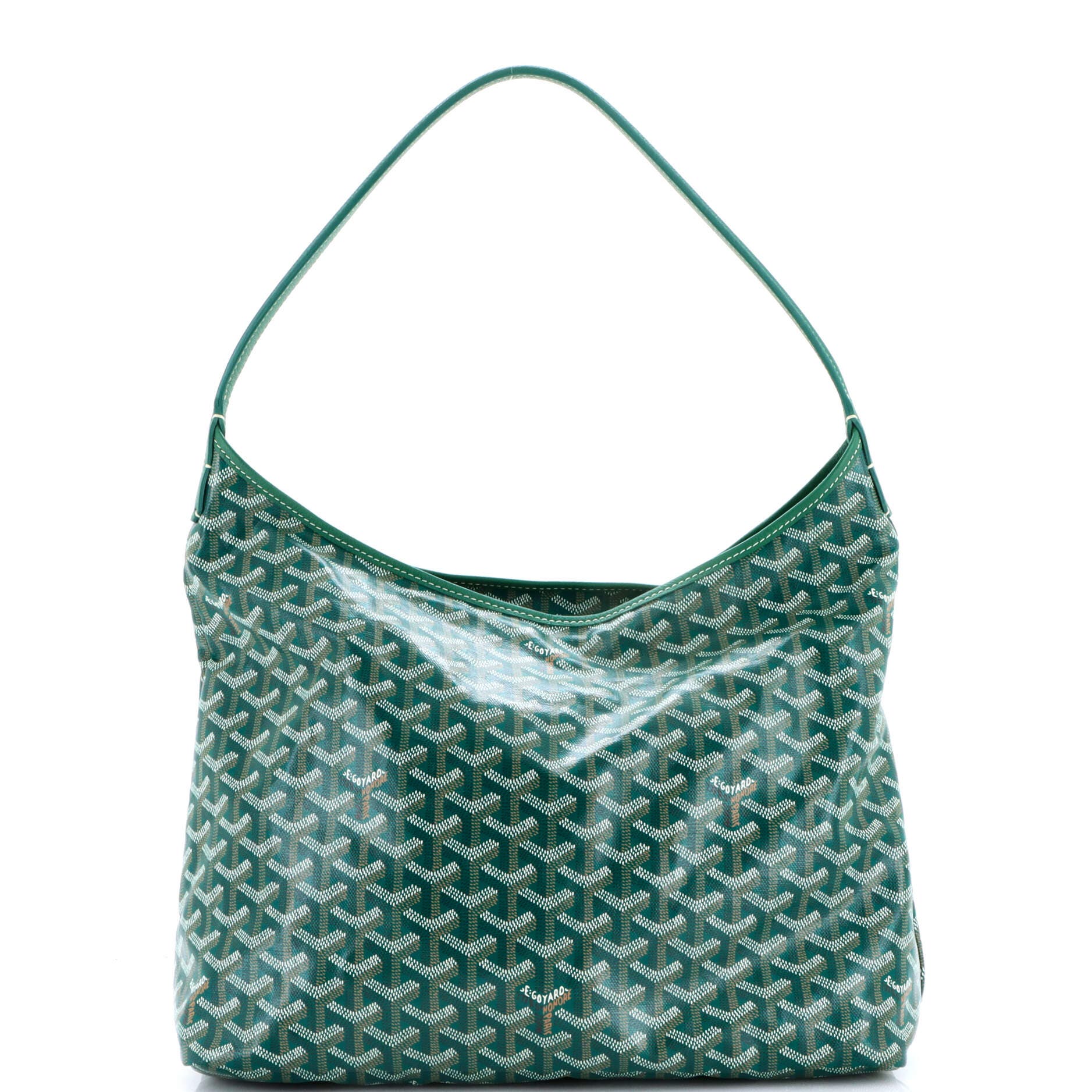 Pre-Owned Goyard Boheme Hobo Printed Coated Canvas, Main, color, Green