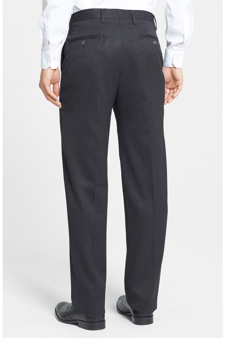 Pleated Worsted Wool Gabardine Pants, Alternate, color, CHARCOAL
