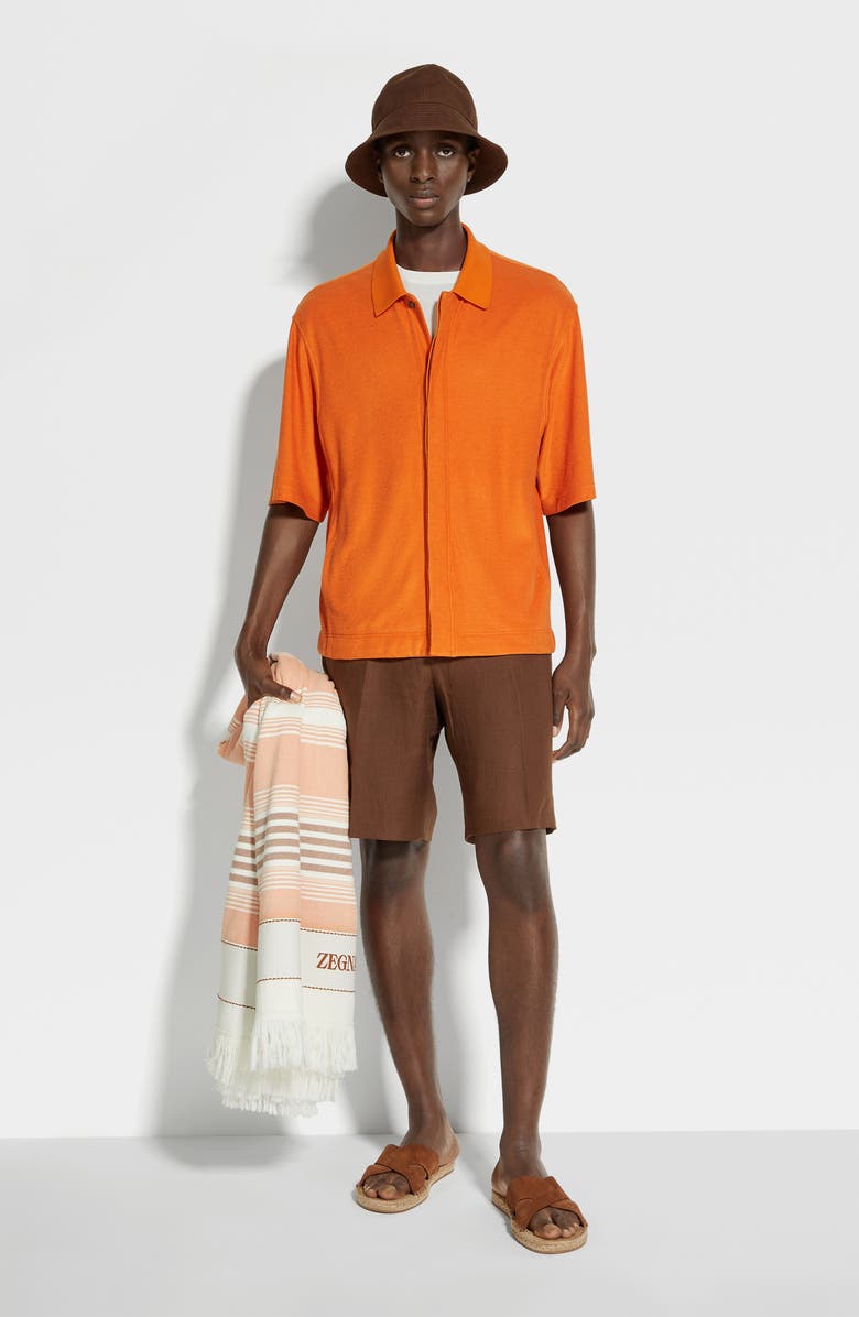 ZEGNA Oasi Linen Twill Shorts, Alternate, color, 