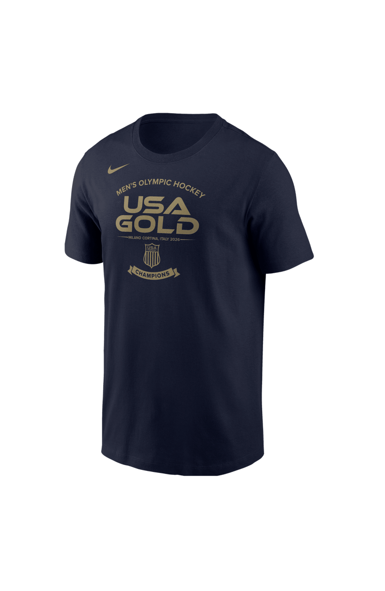 Nike Men's Nike Navy Men's USA Hockey 2026 Winter Olympics Gold Medal Core T-Shirt, Main, color, Navy