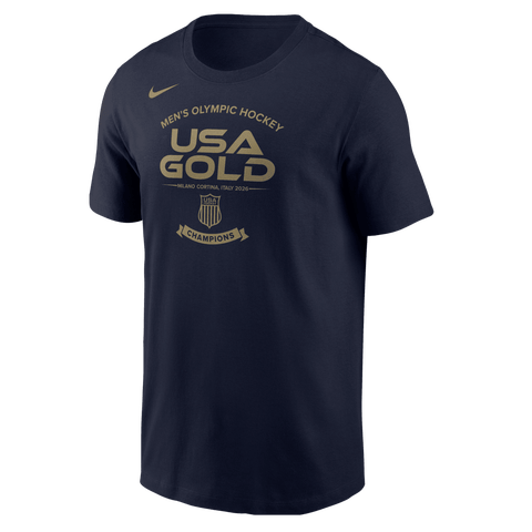 Men's Nike Navy Men's USA Hockey 2026 Winter Olympics Gold Medal Core T-Shirt
