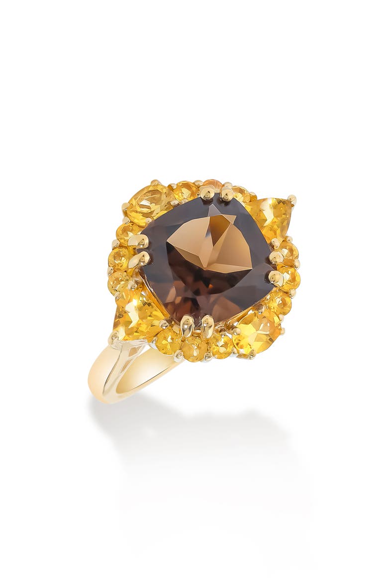 Smoky Quartz & Citrine Ring, Main, color, BROWN