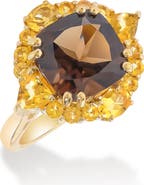 YS GEMS Smoky Quartz & Citrine Ring