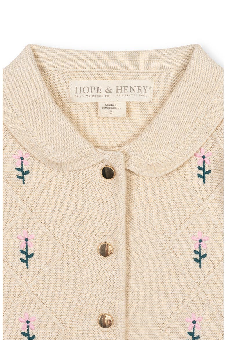 Kids' Organic Button Front Collared Sweater Dress, Alternate, color, Ivory and Dark Green Heather