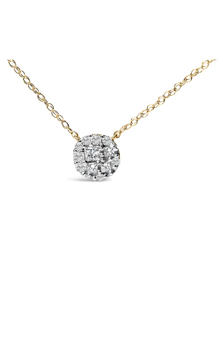 Haus of Brilliance 14K Yellow Gold Plated Sterling Silver 3/8 Cttw Diamond Cluster Pendant Necklace, Alternate, color, Yellow Gold Over Silver