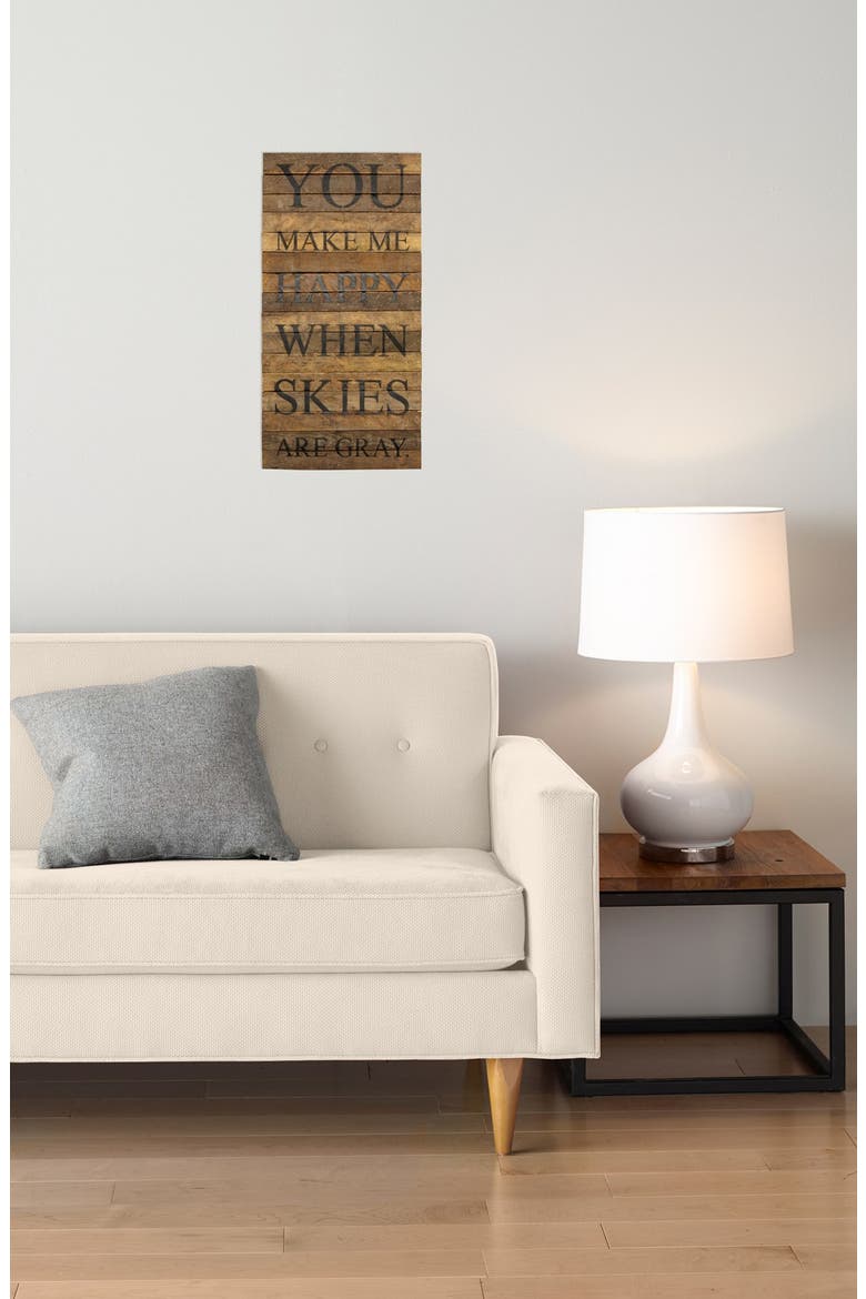 'You Make Me Happy' Wood Wall Plaque, Alternate, color, BROWN