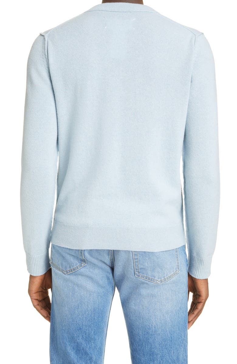 Maison Margiela Reverse Seam V-Neck Cashmere Sweater, Alternate, color, 
