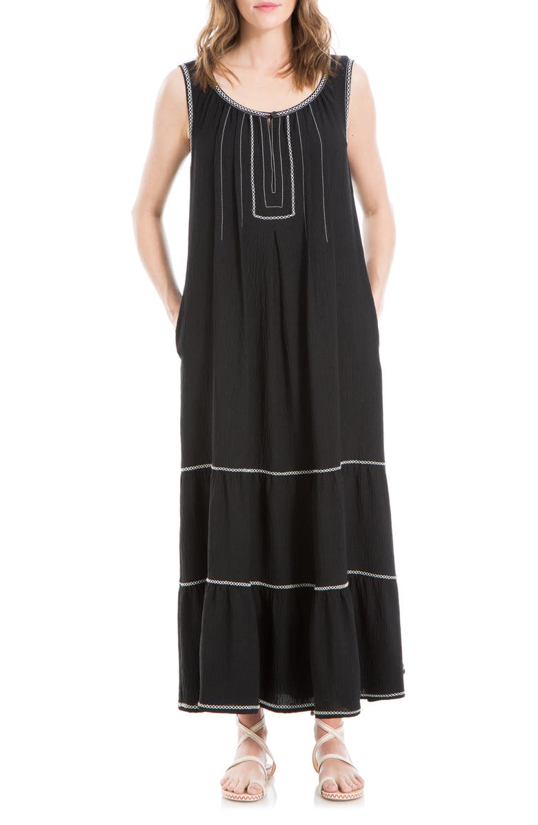 MAX STUDIO Sleeveless Split Maxi Dress, Main, color, Black-Black
