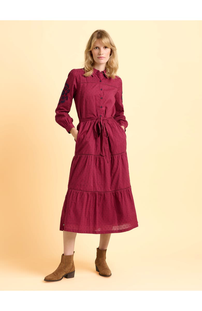 Brakeburn Embers Long Sleeve Tie Waist Midi Dress, Alternate, color, Burgundy