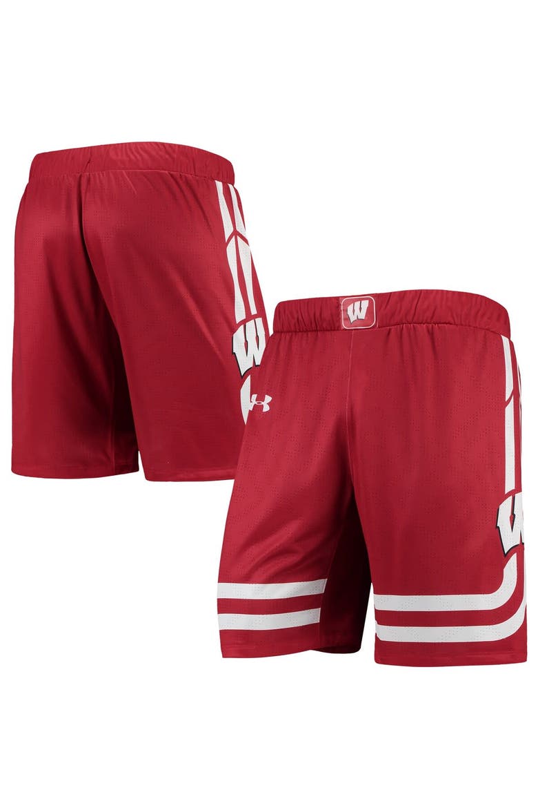 Men's Under Armour Red Wisconsin Badgers Replica Basketball Short, Main, color, Red