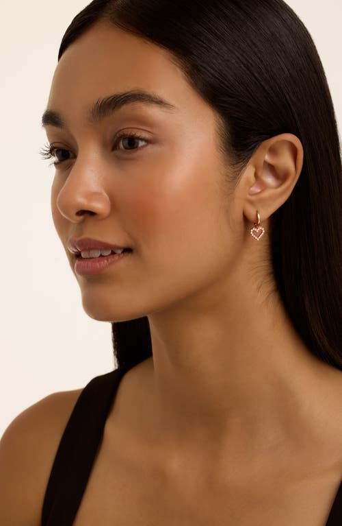 Ted Baker Amora Halo Heart Huggie Earrings In Rose Gold Tone/clear Crystal