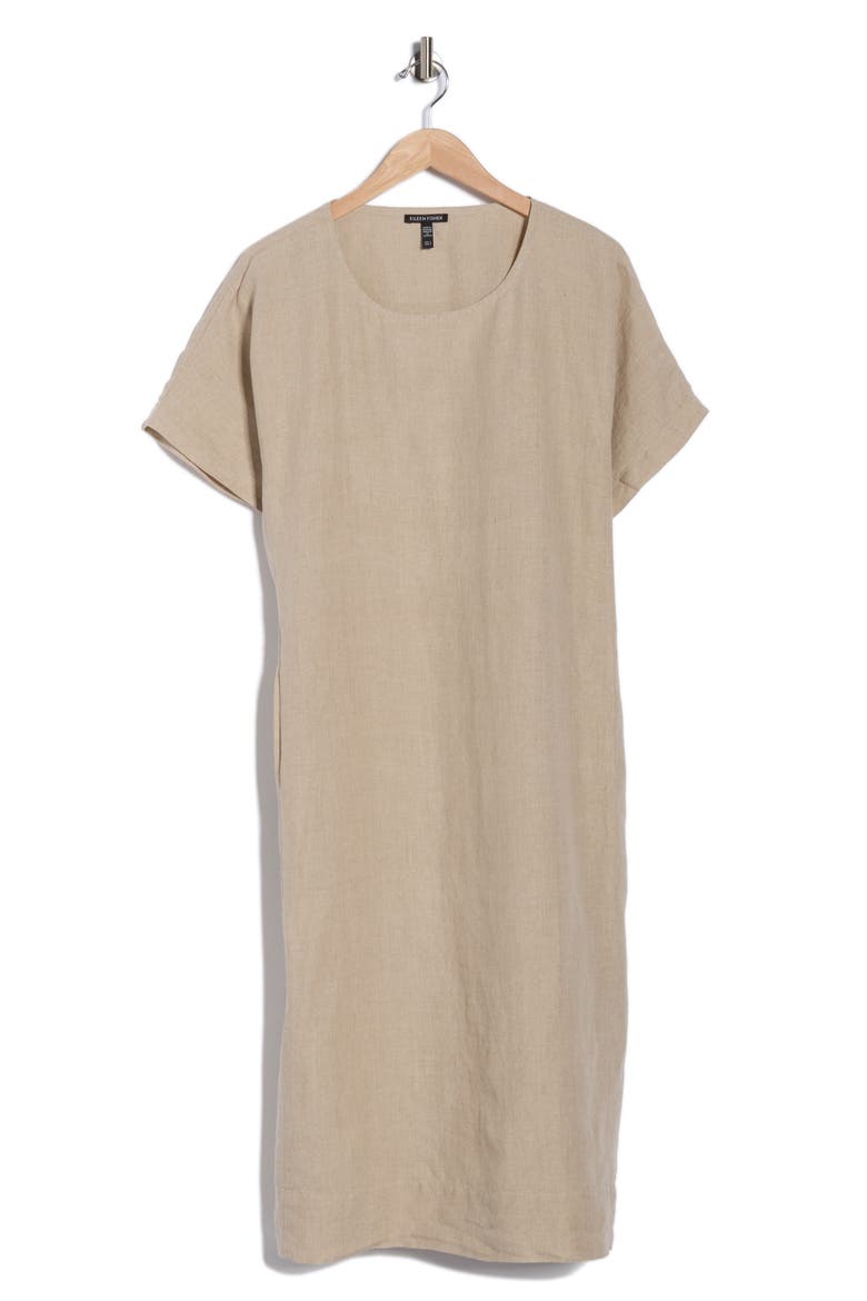 Jewel Neck Linen Dress, Alternate, color, UNDYED NATURAL