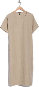 Eileen Fisher Jewel Neck Linen Dress