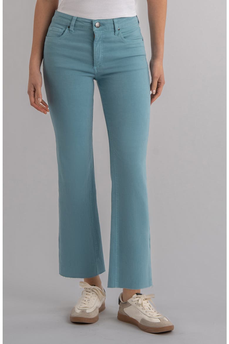 Kelsey Fab Ab Raw Hem Ankle Flare Jeans, Main, color, CYAN