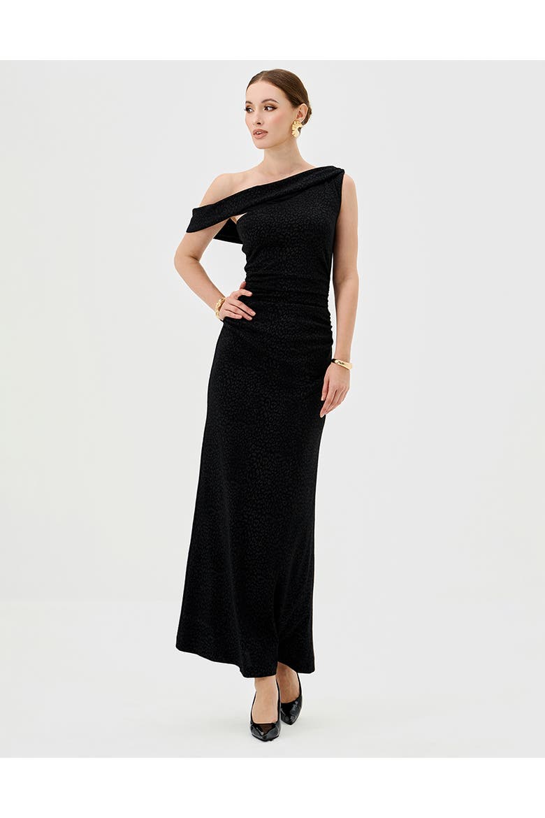 Thaliah Drape Off Shoulder Maxi, Alternate, color, BLACK