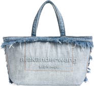 Alexander Wang Small Punch Frayed Denim Tote