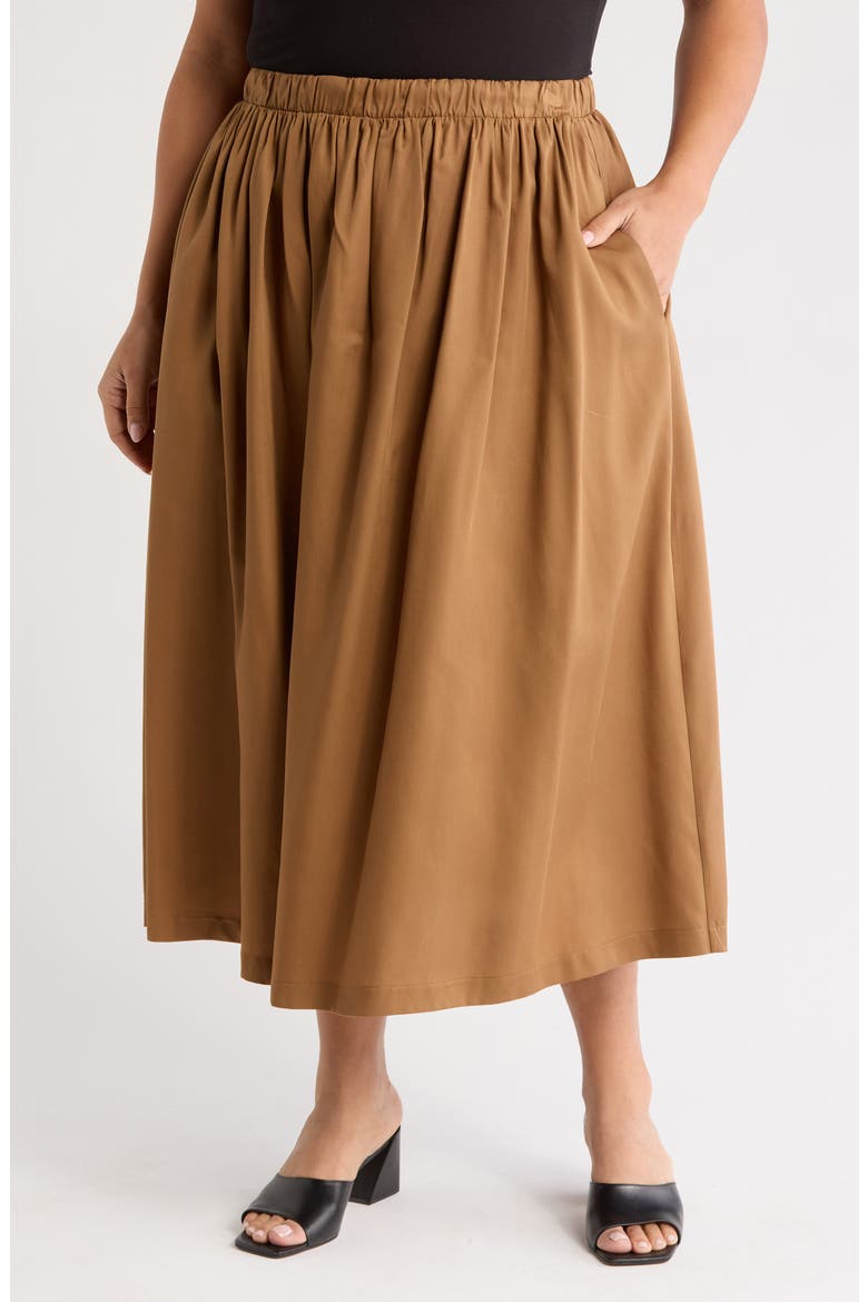 Flared Midi Skirt, Main, color, RUST