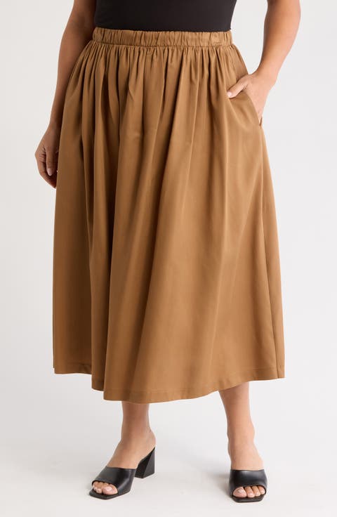 Flared Midi Skirt (Plus)
