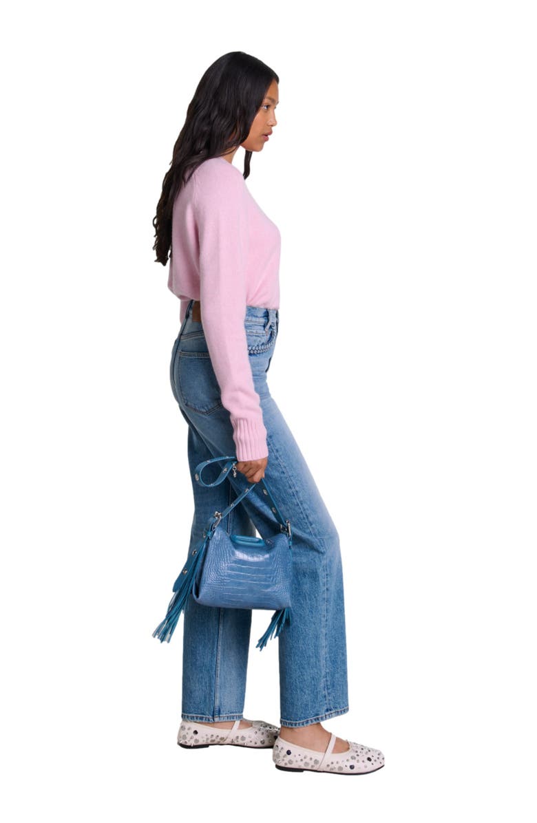 maje Straight-leg braided detail jeans, Alternate, color, 