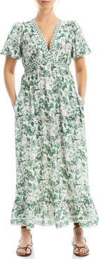 MAX STUDIO Flutter Sleeve Empire Waist Maxi Dress